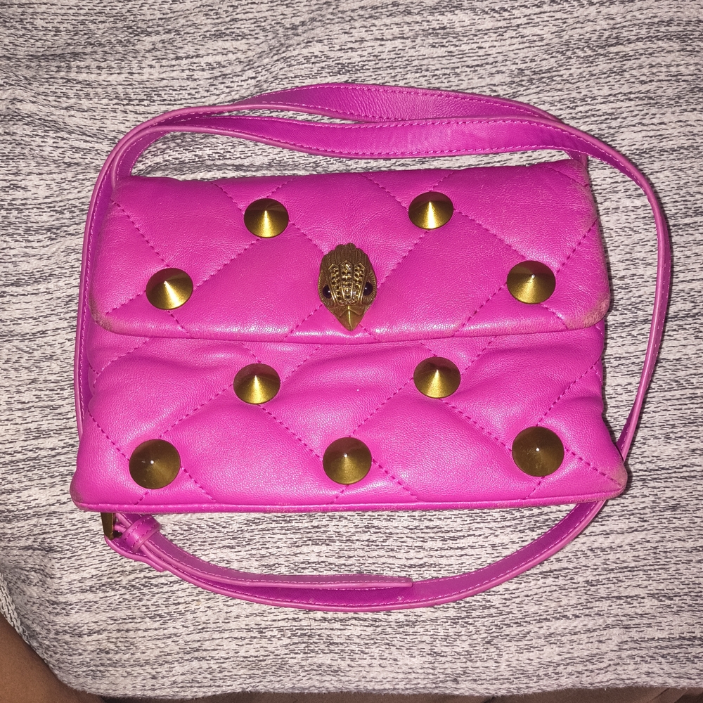 Pink Quilted Shoulder Bag with Gold Accents